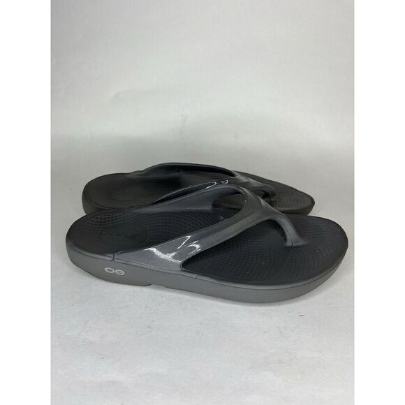 Oofos Sandals Flip Flops Women Size 9 Gray Rubber Comfort - Picture 1 of 14